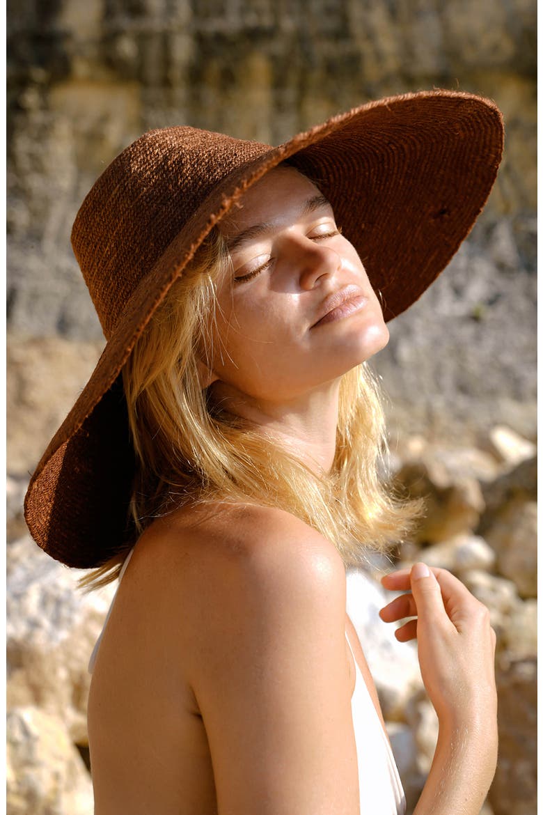 The Riri Jute Handwoven Straw Hat, Alternate, color, Burnt Sienna