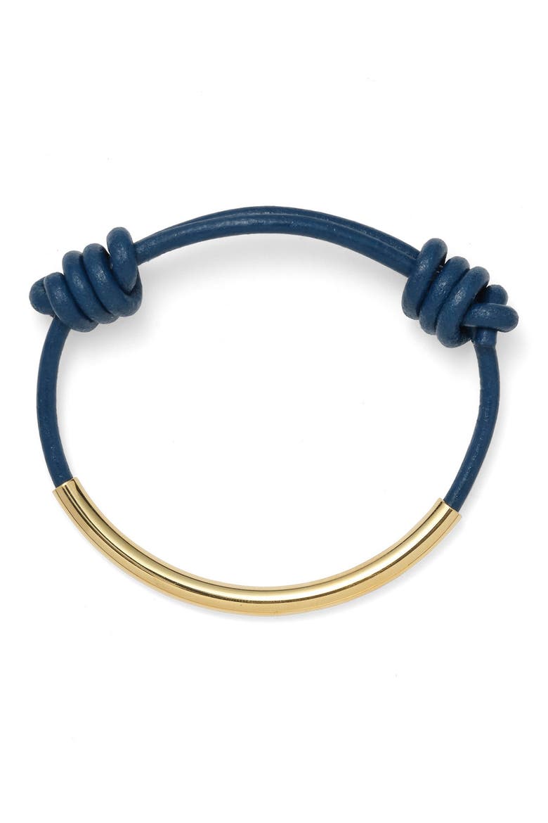 Leather Bond Bracelet, Main, color, GOLD/ BLUE