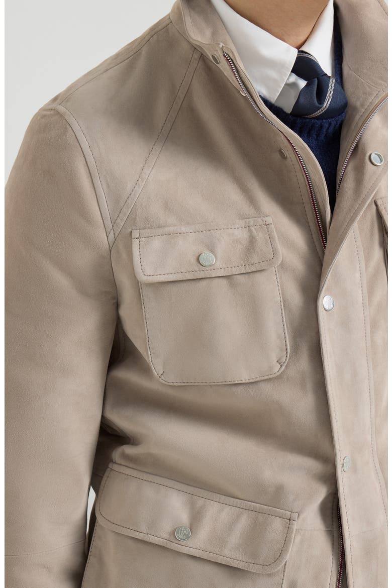 Suede unlined safari jacket, Alternate, color, White
