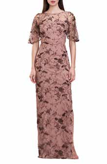 JS Collections Daphne Embroidered Sequin Column Gown