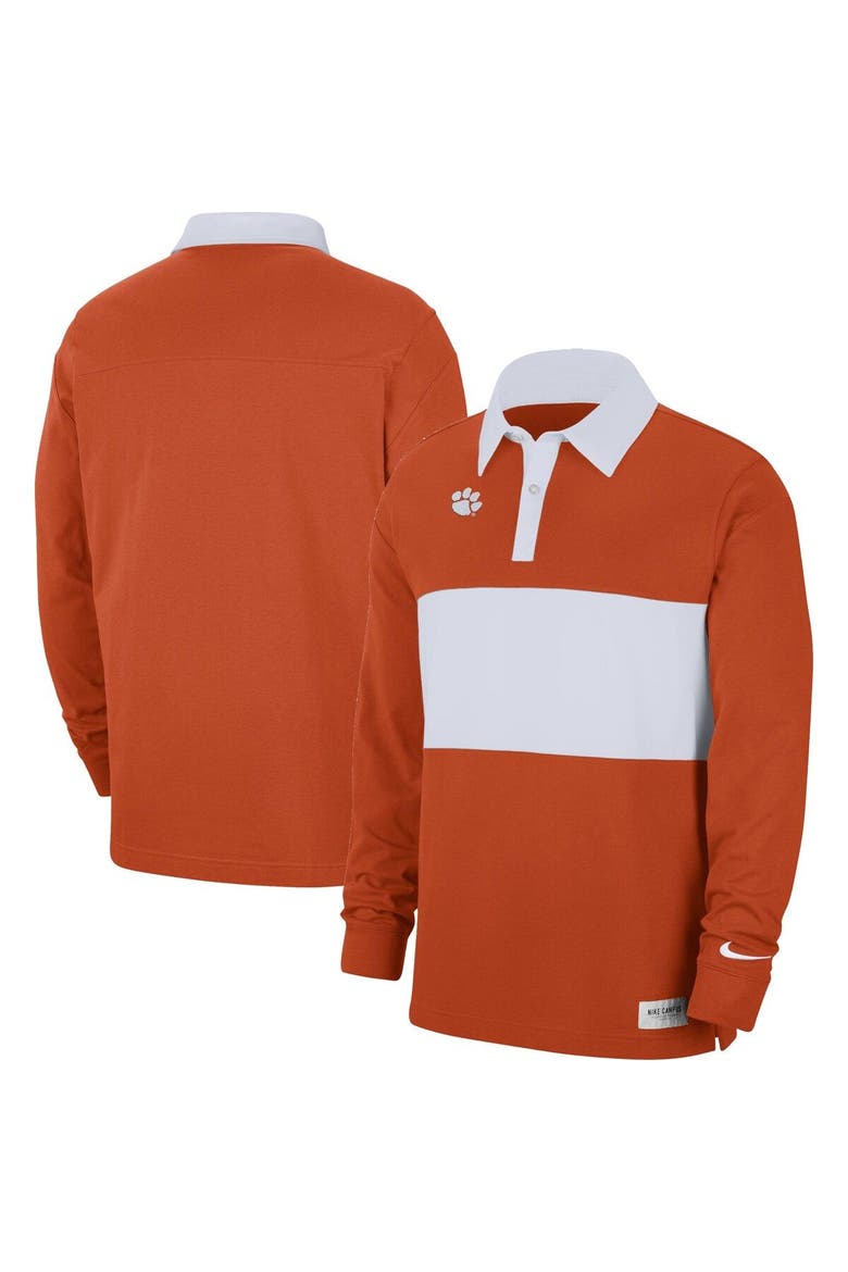 Men's Nike Orange Clemson Tigers Striped Long Sleeve Polo, Main, color, Orange