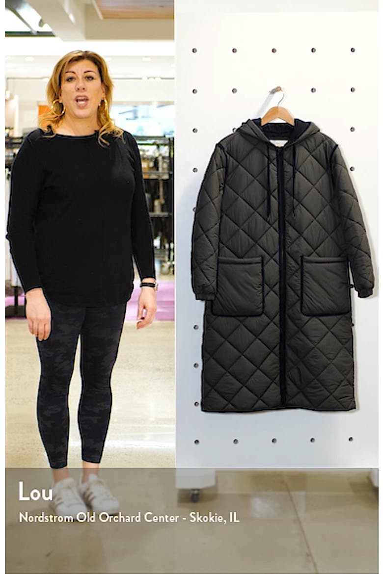 Long Hooded Quilted Coat video
