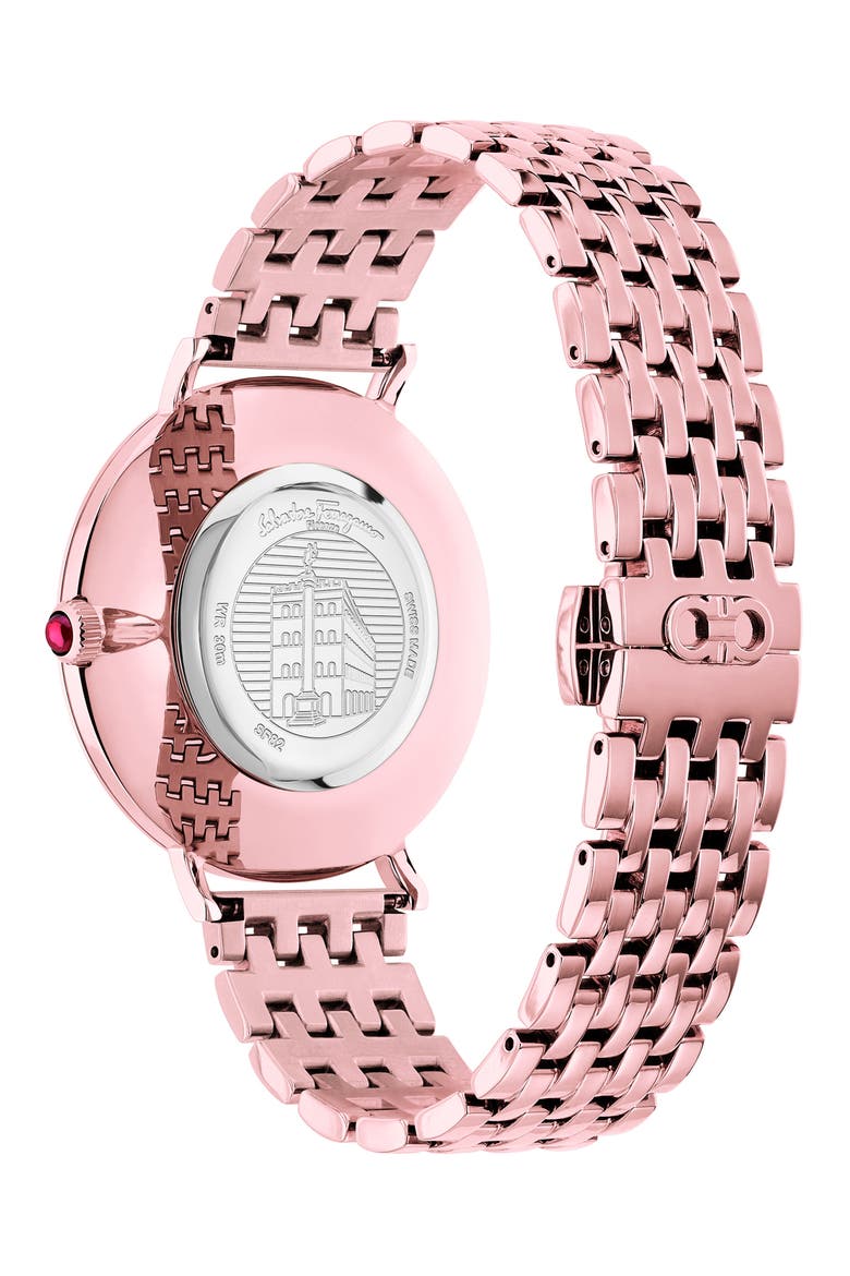 Salvatore Ferragamo Minuetto Diamond Bracelet Watch, 36mm, Alternate, color, ROSE GOLD/ BLACK/ ROSE GOLD