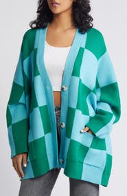 Dressed in Lala Love You Oversize Checkerboard Cardigan