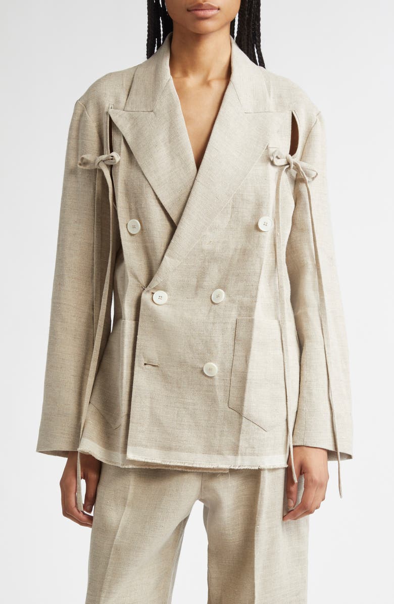 SETCHU Geisha Belted Linen Jacket, Main, color, 