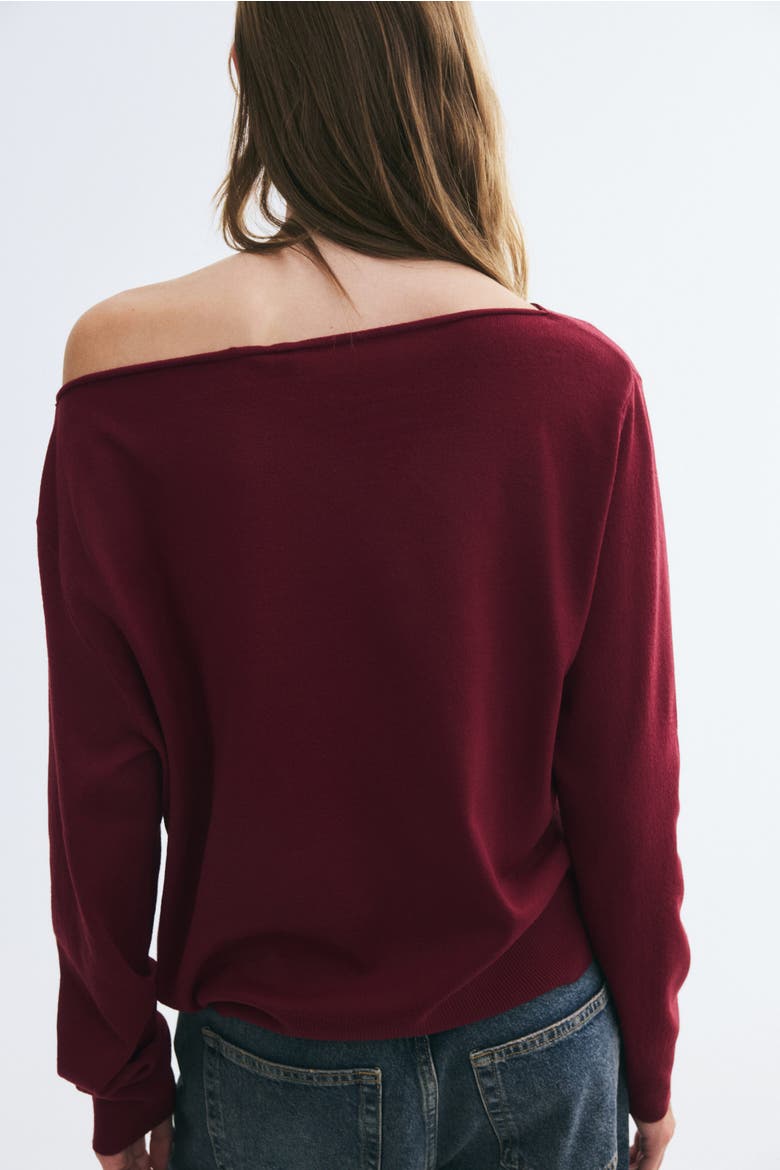 Off-The-Shoulder Sweater, Alternate, color, Burgundy