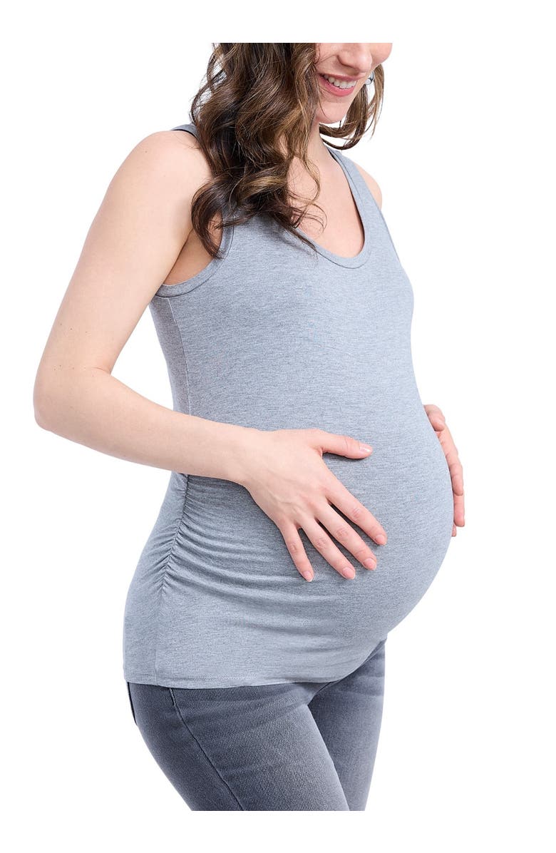 MOTHERHOOD MATERNITY Scoop Neck Side-Ruched Maternity Tank Top - 2 Pack, Alternate, color, Black & Grey