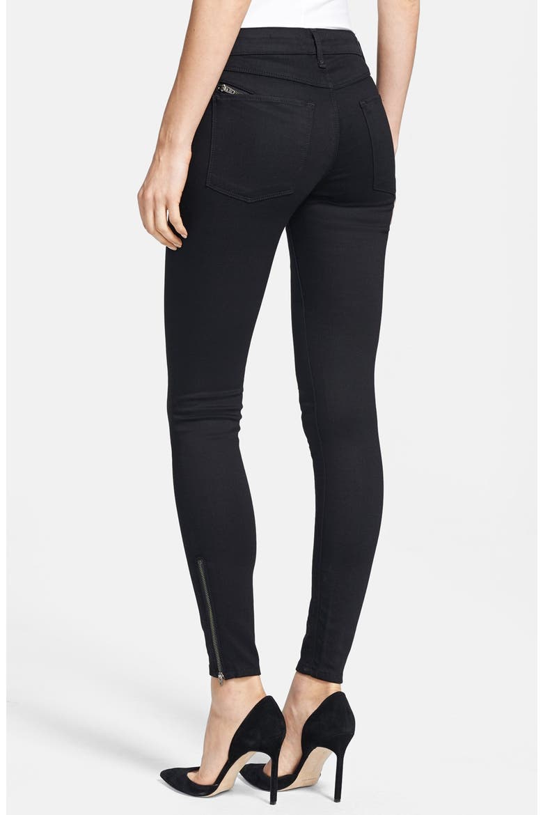 'Amalia' Skinny Ankle Zip Jeans, Alternate, color, CAVIAR