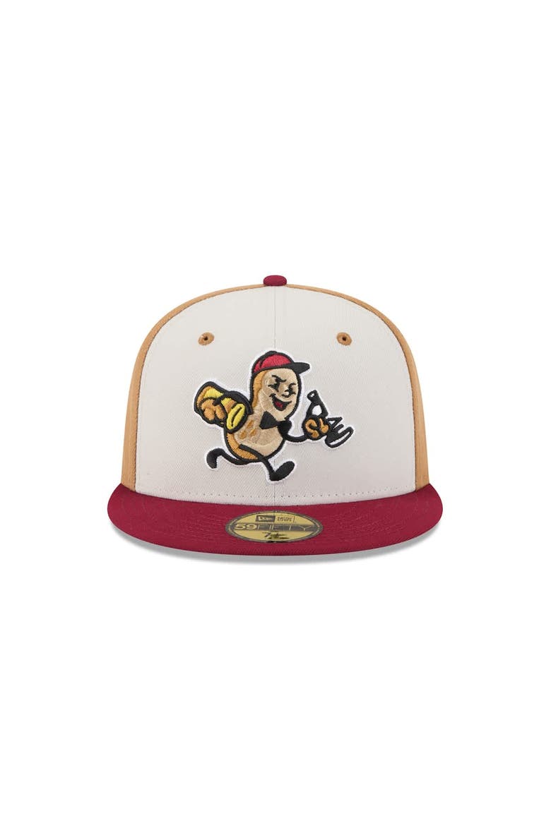 Men's New Era  Light Beige Montgomery Biscuits Theme Nights 59FIFTY Fitted Hat, Alternate, color, Light Beige