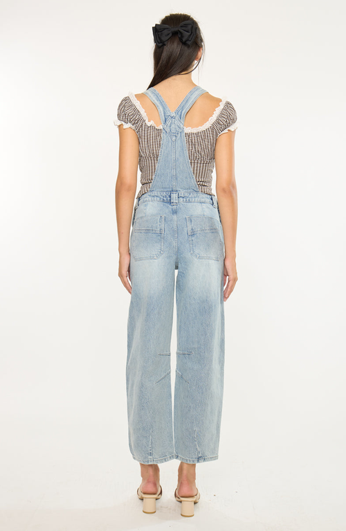 Kancan Aide Barrel Denim Overalls In Blue
