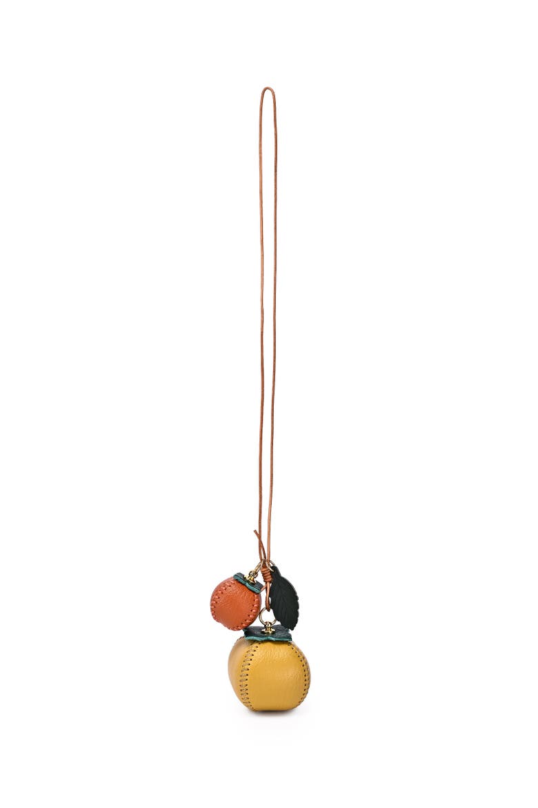 Persi Genuine Leather Botanical Fruit Charm, Alternate, color, Mustard & Terra Cotta