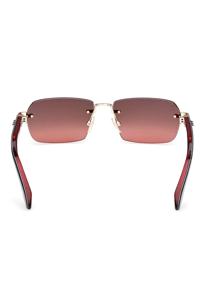 56mm Rectangular Sunglasses, Alternate, color, GOLD/ BLACK/ RED/ SMOKE
