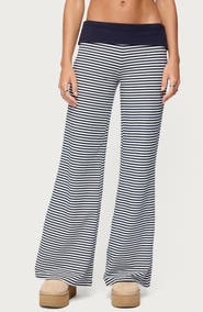 EDIKTED Meggy Colorblock Stripe Foldover Pants