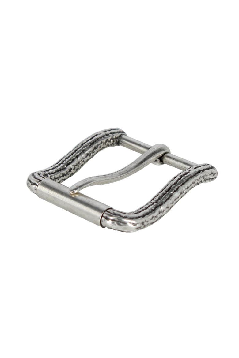 35mm Italian Solid Brass Wooden Branch Inspired Arched Harness Belt Buckle, Alternate, color, English Silver