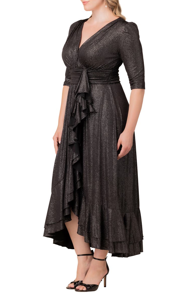 Glimmer Ruffle Gown, Alternate, color, SILVER STARLIGHT