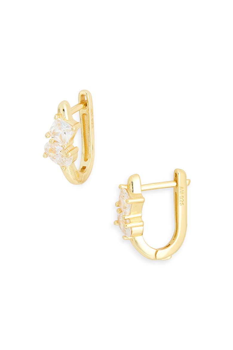 Cubic Zirconia Huggie Hoop Earrings, Main, color, GOLD