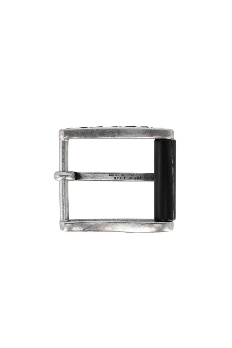 35mm Italian Brass W Black Stag Horn Roller Harness Belt Buckle, Alternate, color, English Silver