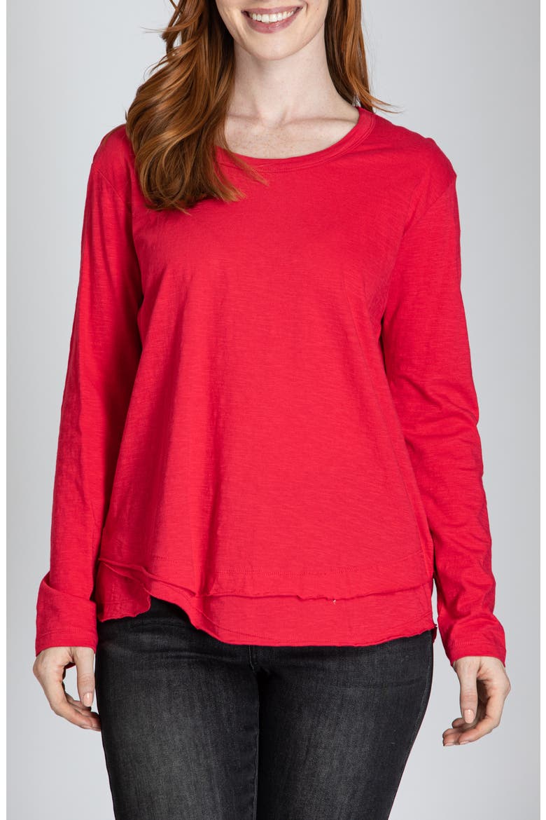 Layered Hem Cotton Slub Top, Main, color, RED