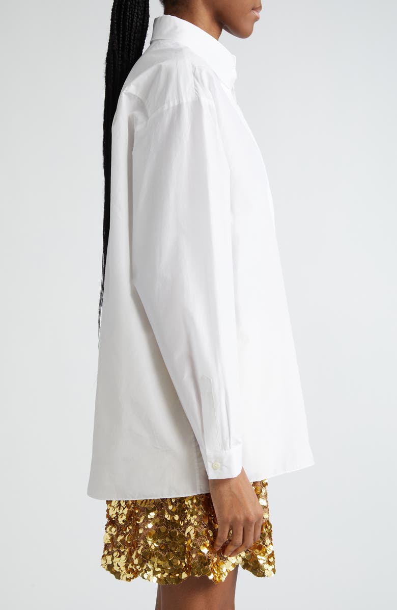 Michael Kors Collection Oversize Silk & Cotton Boyfriend Button-Up Shirt, Alternate, color, 