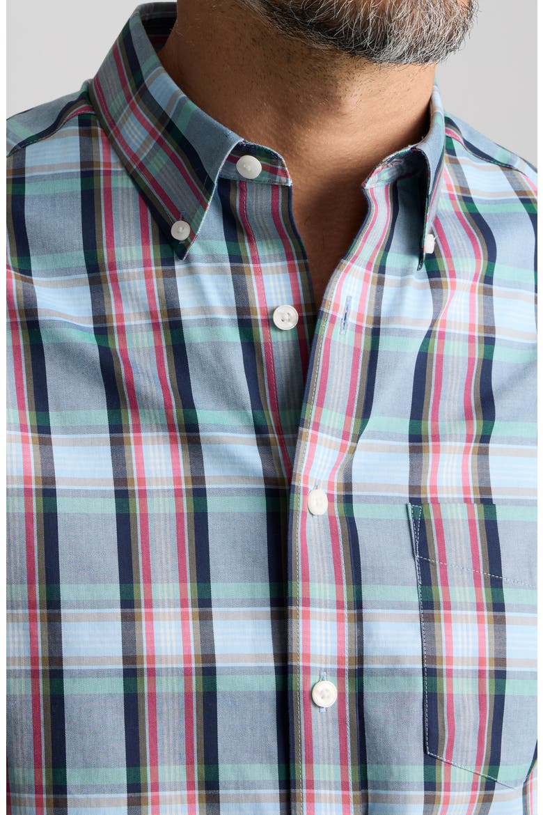 Plaid Wrinkle Free Cotton Button-Down Shirt, Alternate, color, BLUE