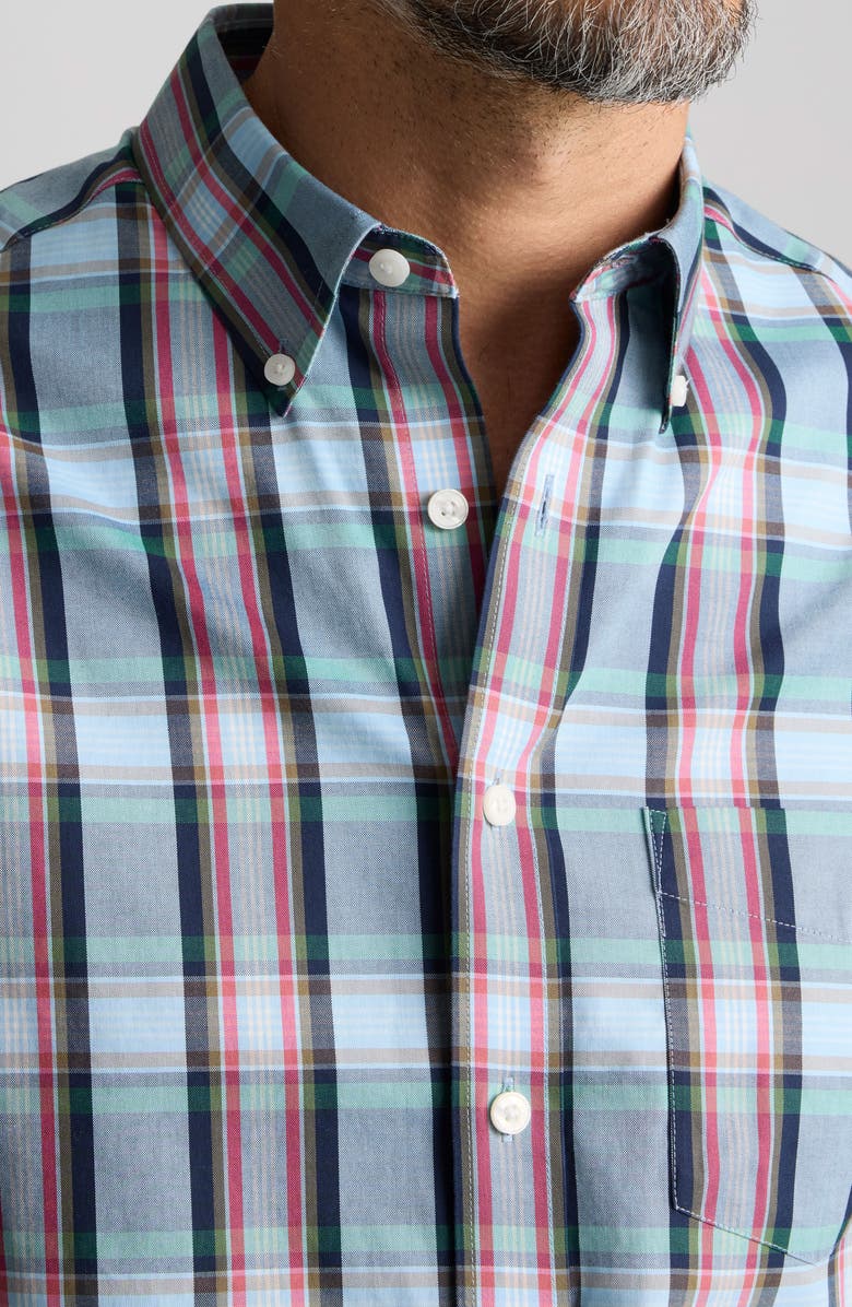 UNTUCKit Plaid Wrinkle Free Cotton Button-Down Shirt, Alternate, color, Blue