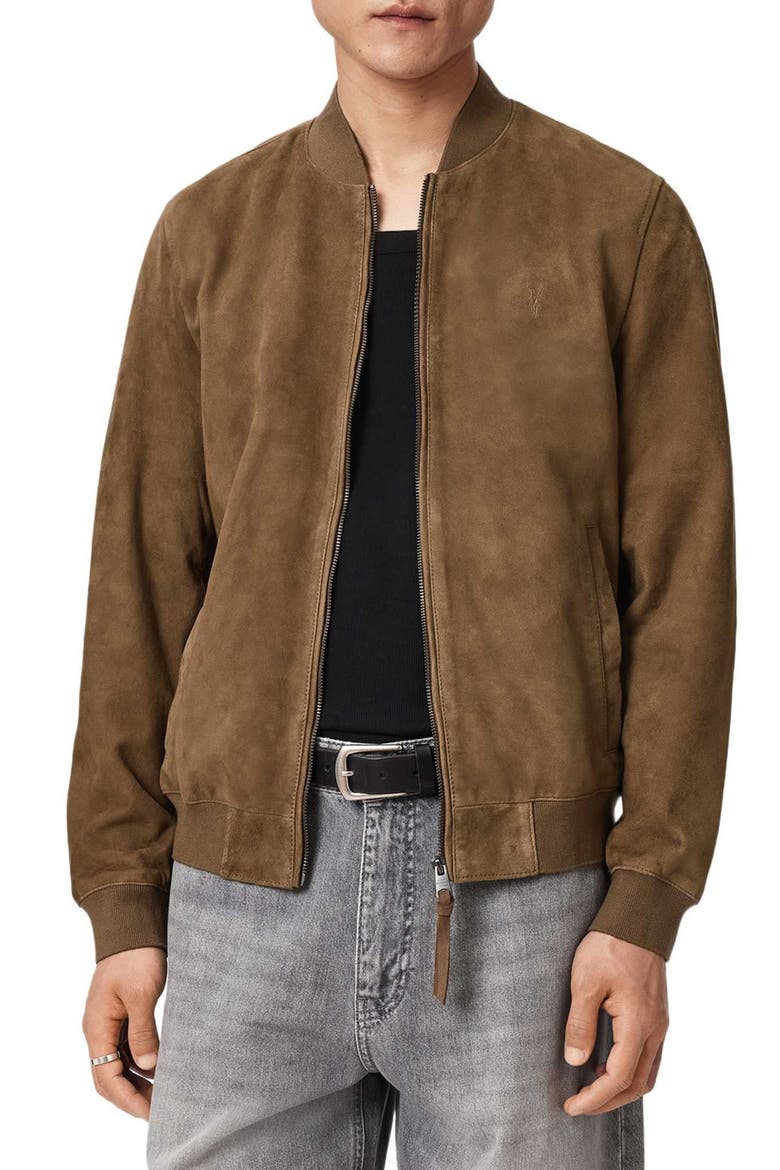 Morten Suede Bomber Jacket, Alternate, color, KAROO BROWN