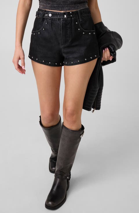 Darcey Tokyo Stud Detail Faux Suede Shorts