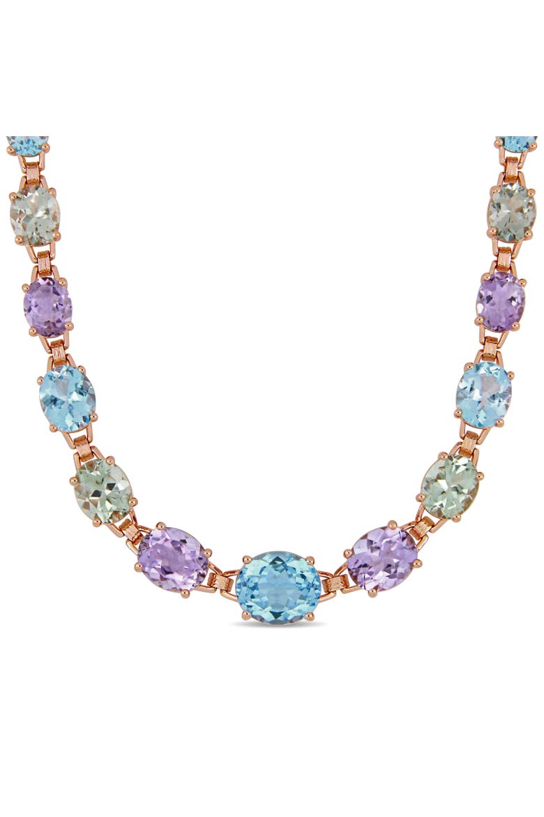 Gemstone Link Necklace Rose-Plated Silver, Main, color, Rose-Plated Silver