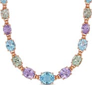 Julianna B. Gemstone Link Necklace Rose-Plated Silver
