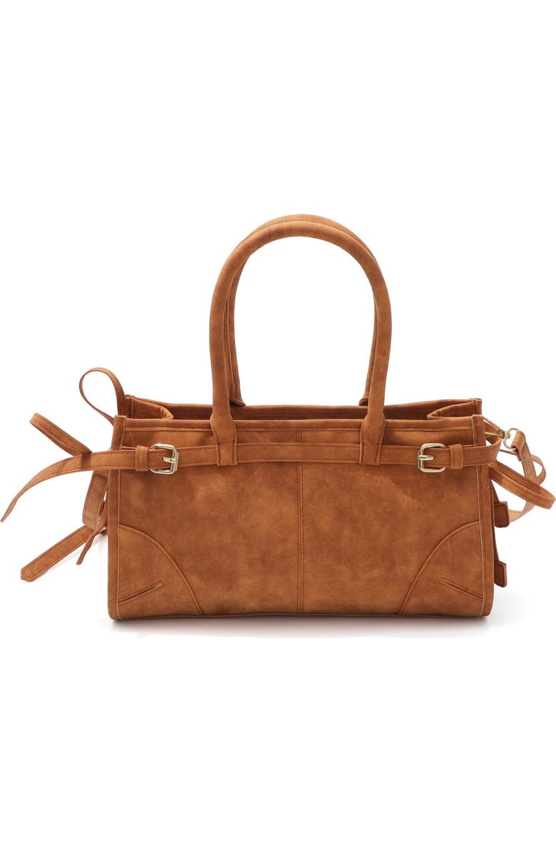 Adornia Belted Faux Suede Top Handle Bag, Main, color, Brown