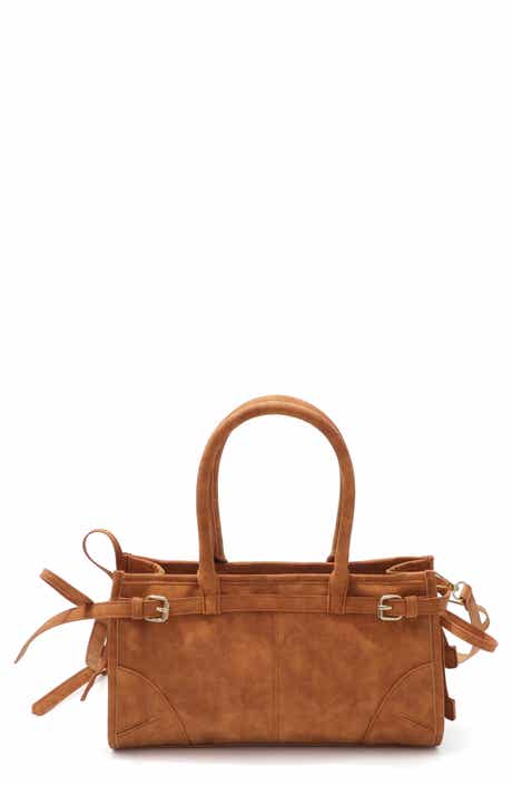 Adornia Belted Faux Suede Top Handle Bag