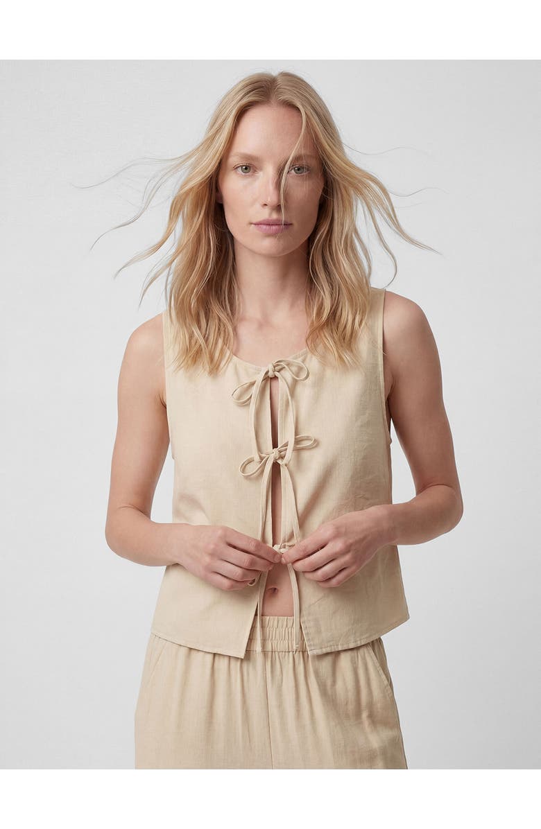 Koton Sleeveless Tie Front Top, Alternate, color, Beige
