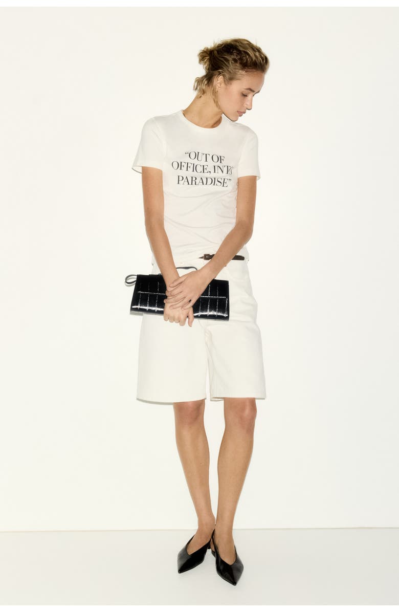 H&M Printed Viscose-blend T-shirt, Alternate, color, White/Out Of Office