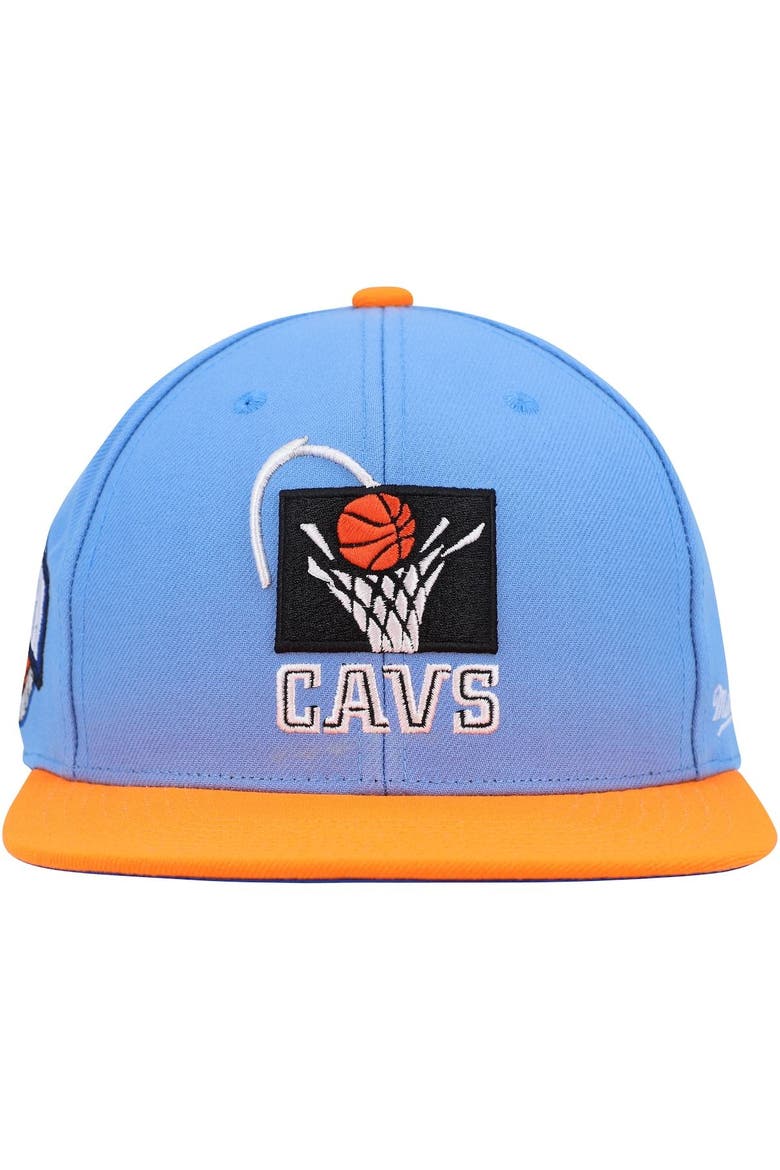 Men's Mitchell & Ness Light Blue/Orange Cleveland Cavaliers Hardwood Classics Coast to Coast Fitted Hat, Alternate, color, Light Blue