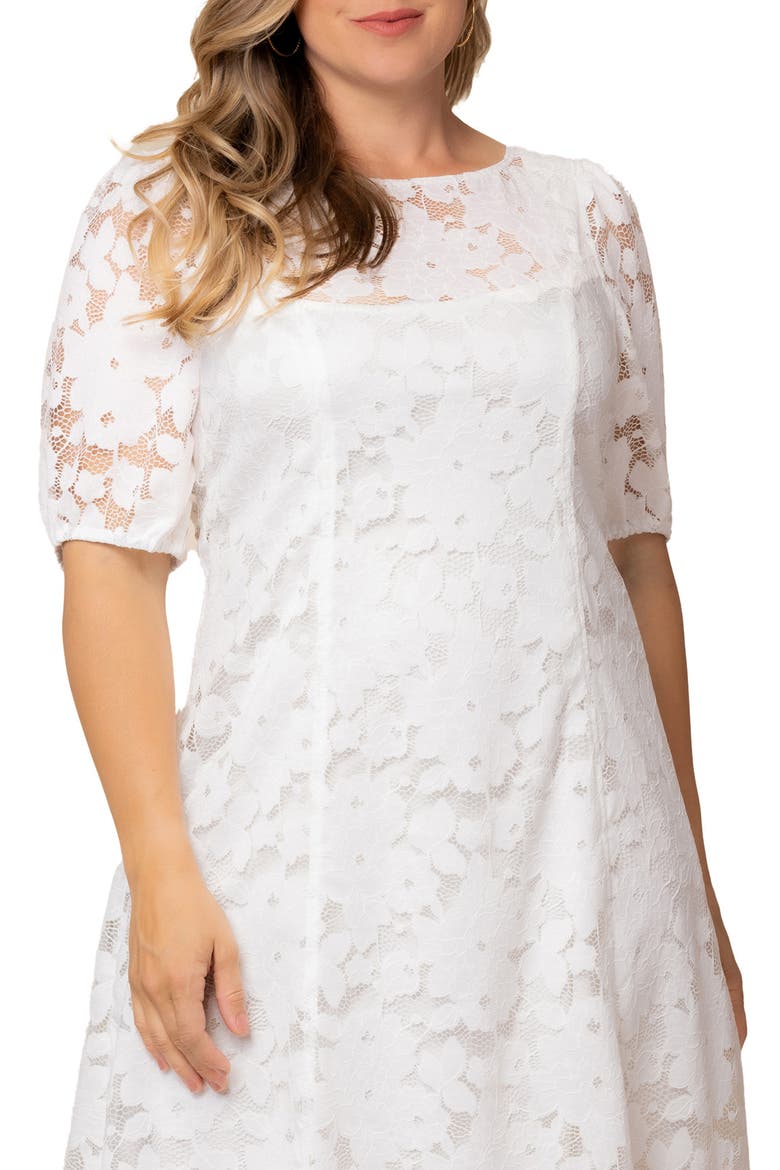 Emma Floral Lace Cocktail Midi Dress, Alternate, color, WHITE