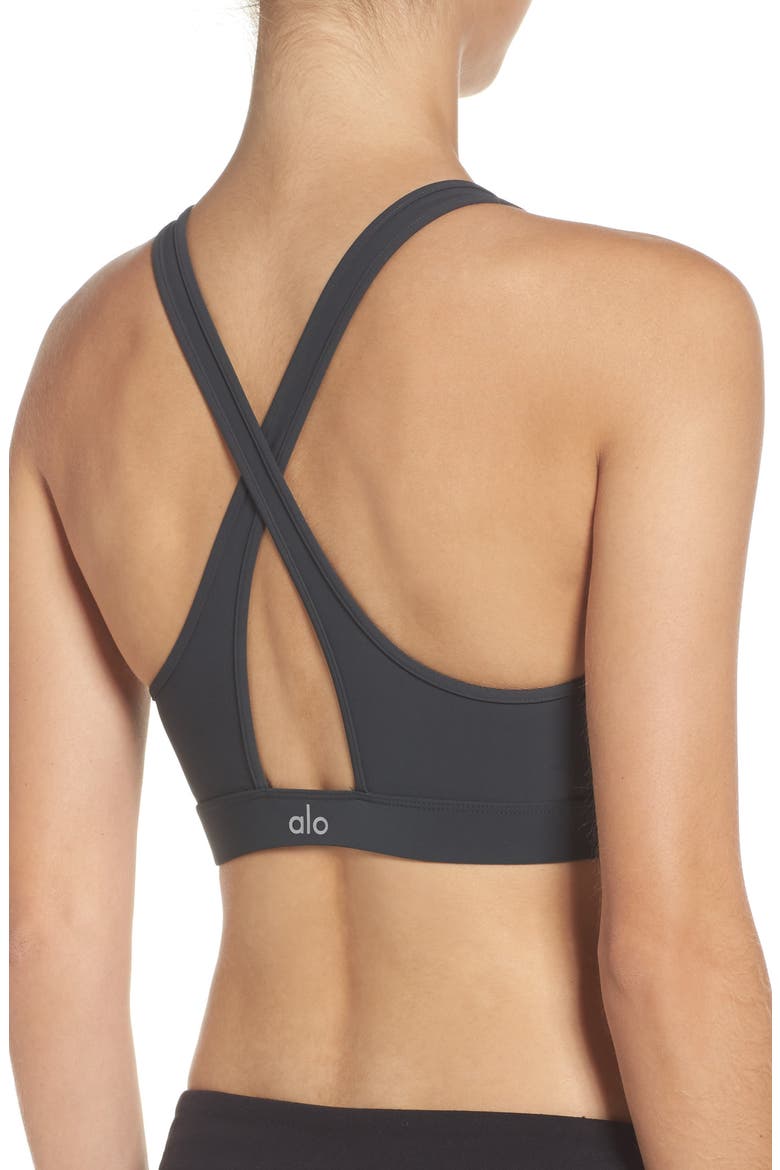 Ripped Warrior Yoga Bra, Alternate, color, ANTHRACITE