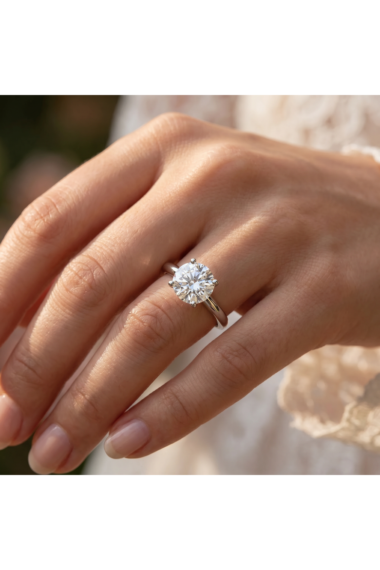 Certified 2ct Lab Grown Diamond Thin Solitaire Engagement Ring 14k Gold, Alternate, color, 14k White Gold