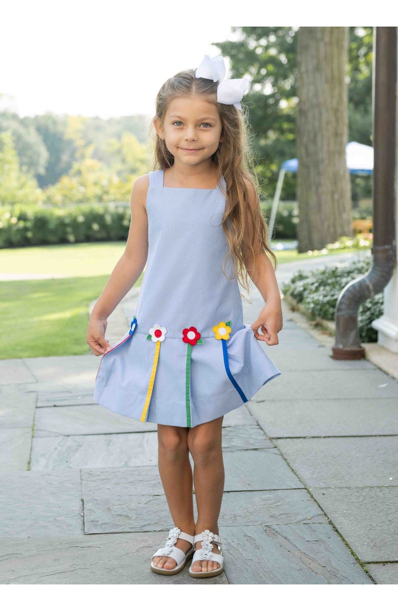 Florence Eiseman Junior Cord Dress With Flowers, Alternate, color, Light Blue