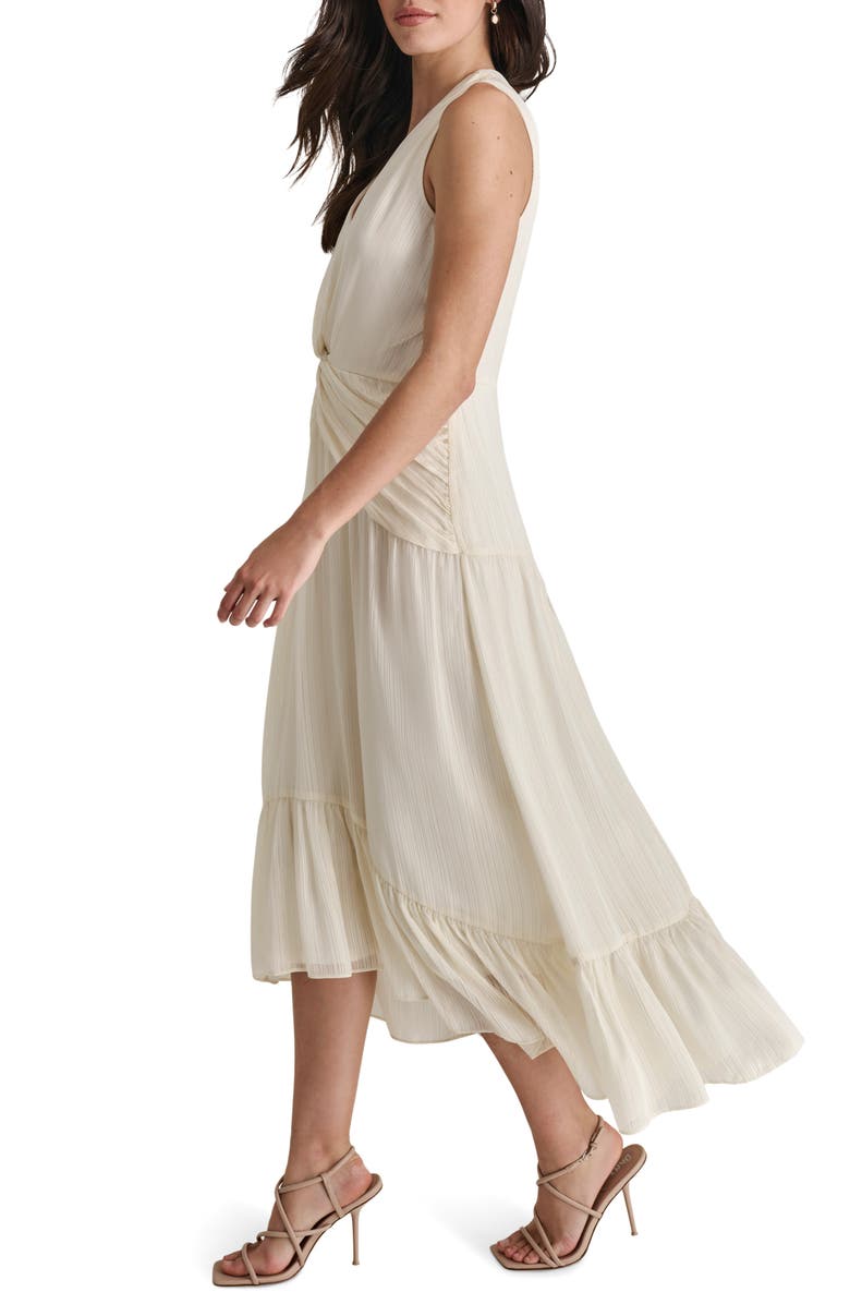 DKNY Twist Front Midi Dress, Alternate, color, Eggshell