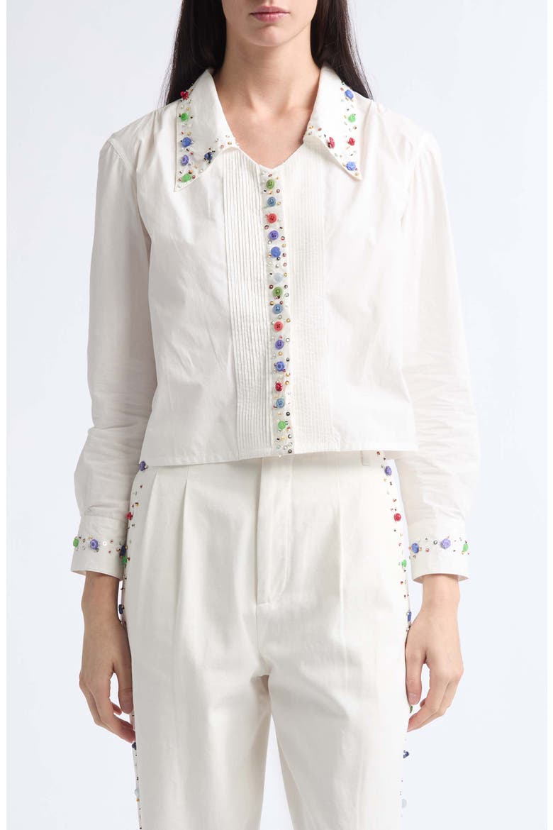 Button Jar Cotton Shirt, Main, color, WHITE MULTI