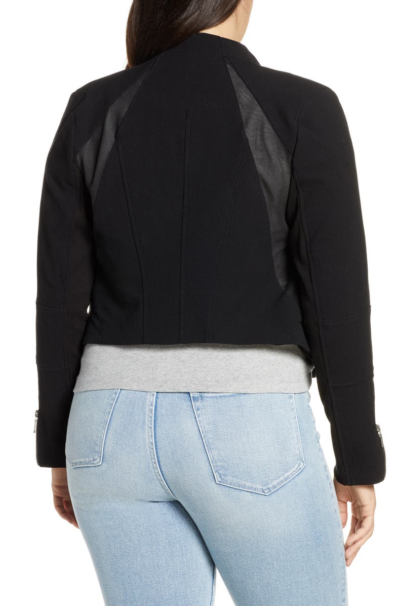 BLANKNYC Mesh Detail Crepe Jacket, Alternate, color, 