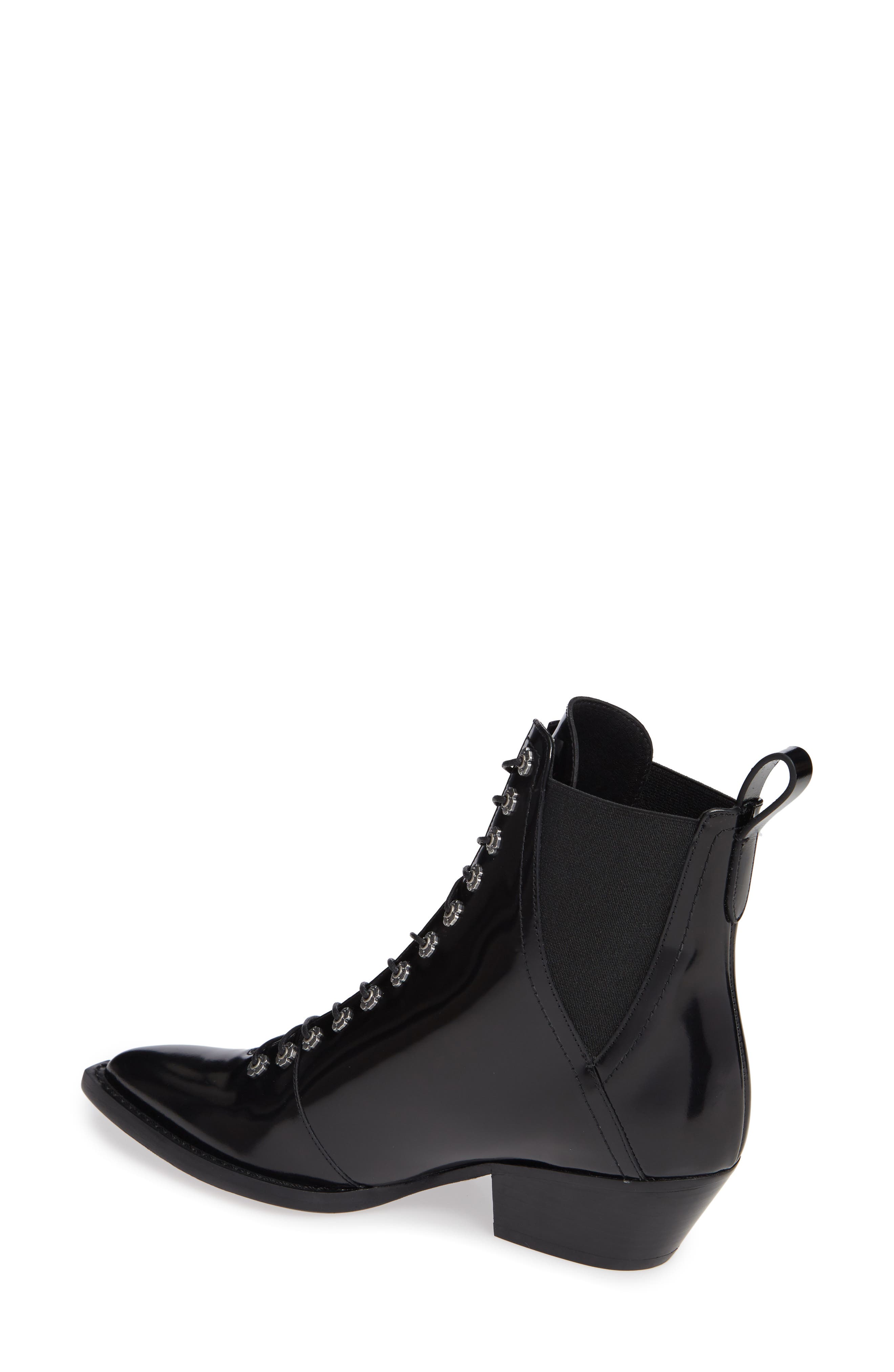 Lace-Up Bootie, Alternate, color, BLACK LEATHER