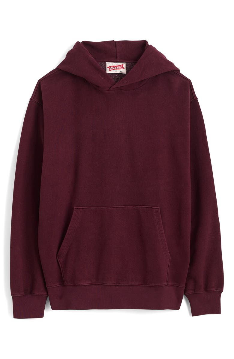 Madewell Woodland Brushed Terry Hoodie, Alternate, color, Dark Cranberry