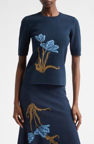 Erdem Short Sleeve Jacquard Sweater