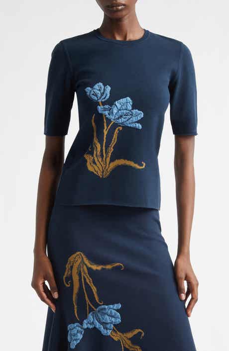Short Sleeve Jacquard Sweater