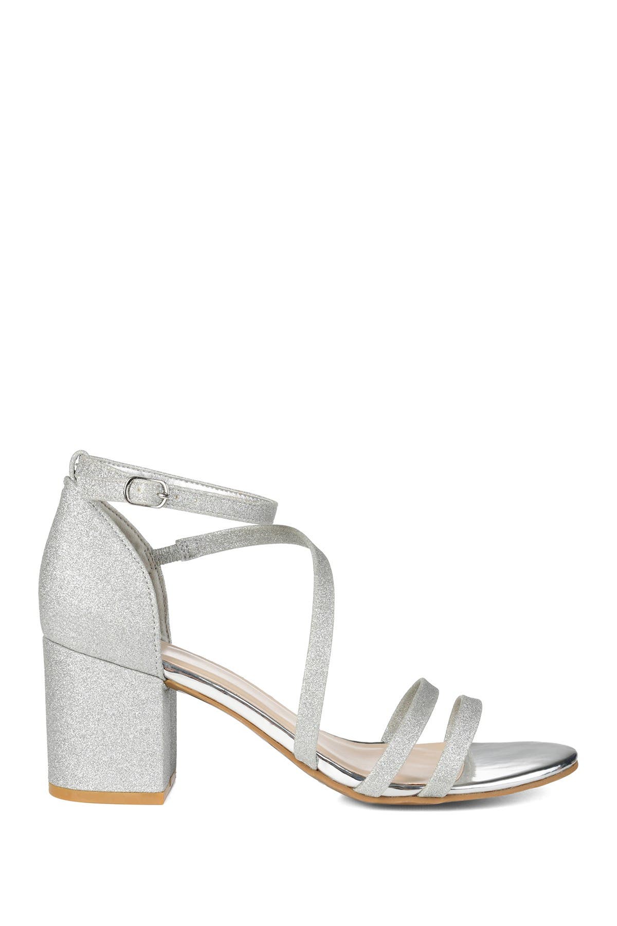 Journee Collection Bella Glitter Sandal, Alternate, color, Silver
