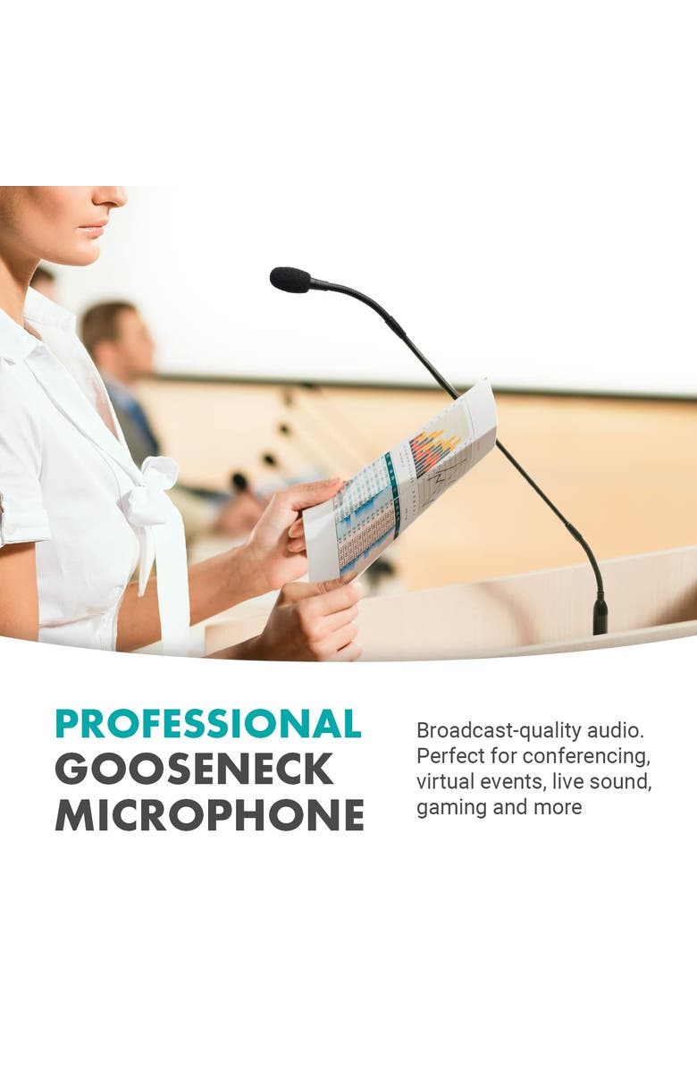 MOVO GM-7 USB Gooseneck Microphone for Computers, Alternate, color, Black