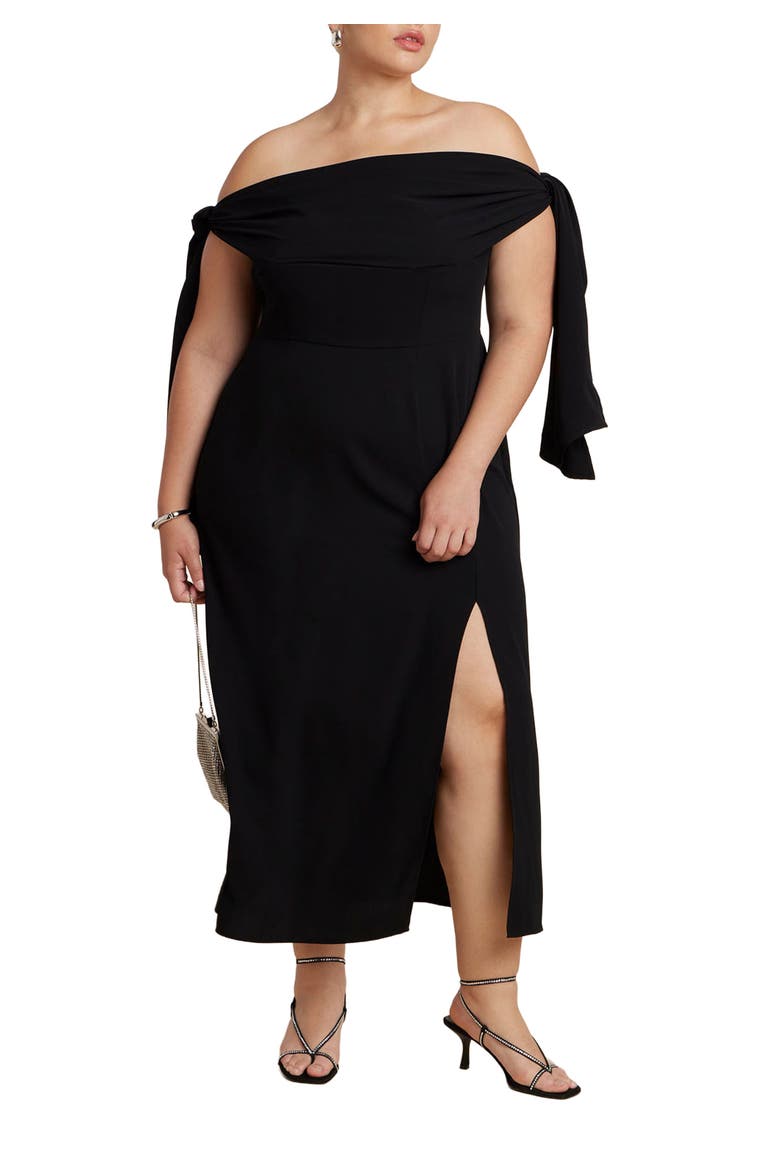 Tie Detail Column Dress, Main, color, BLACK ONYX