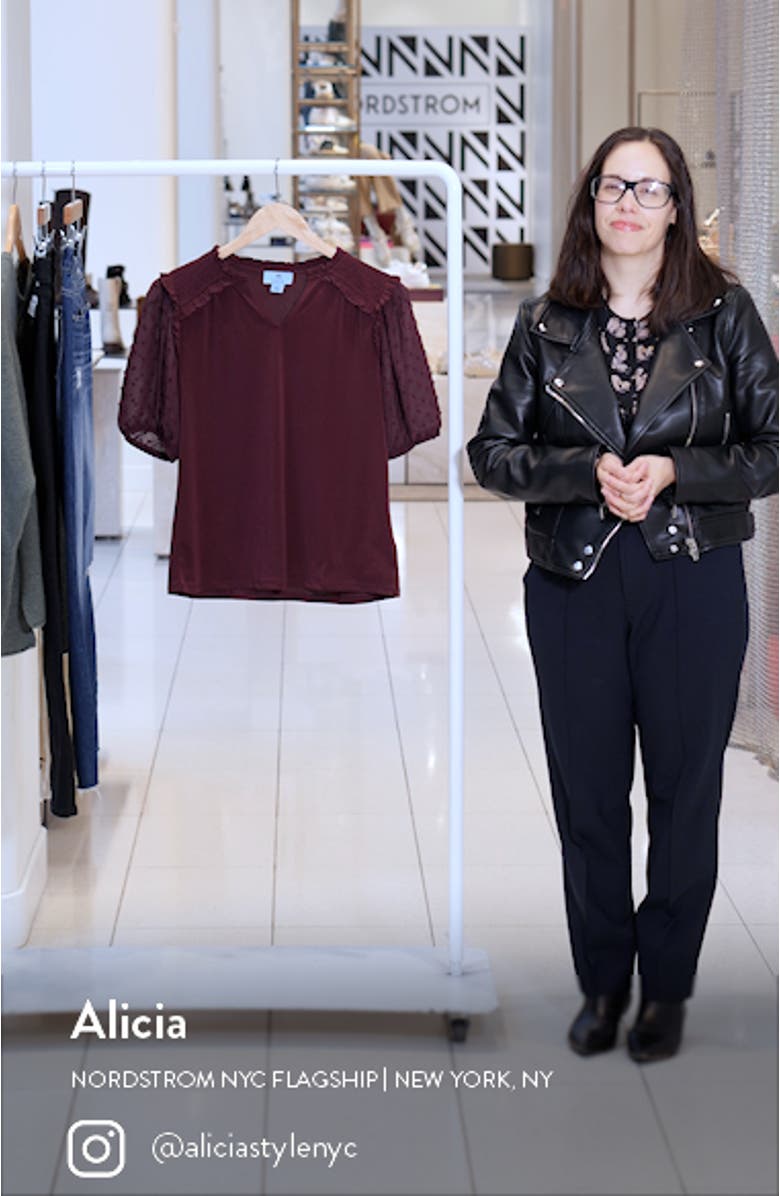 CeCe Mixed Media Puff Sleeve Top | Nordstromrack