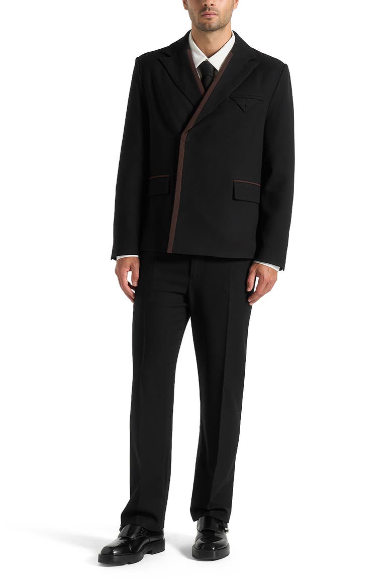 Alec Double Breasted Suit Jacket With Contrast Lapel, Alternate, color, Black